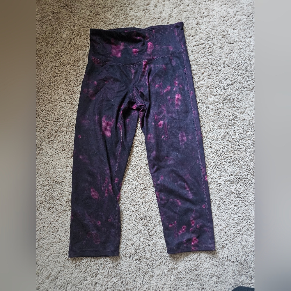 Champion capri leggings pink purple camo fade print gym fit workout summer pants